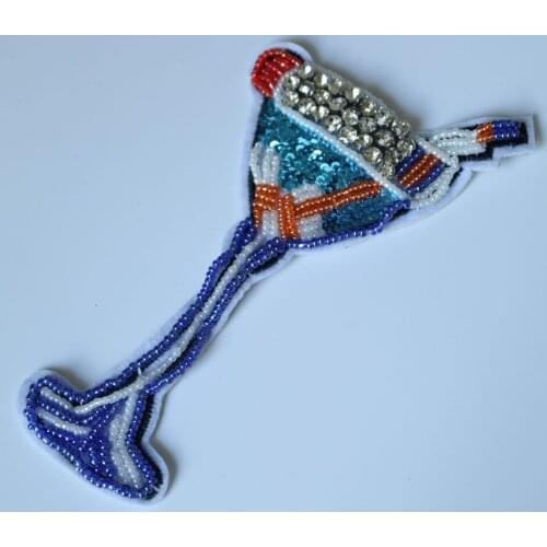 Punk Cup patches on clothes rhinestone beaded Patches badge DIY sew on parches para la ropa Embroidery appliques