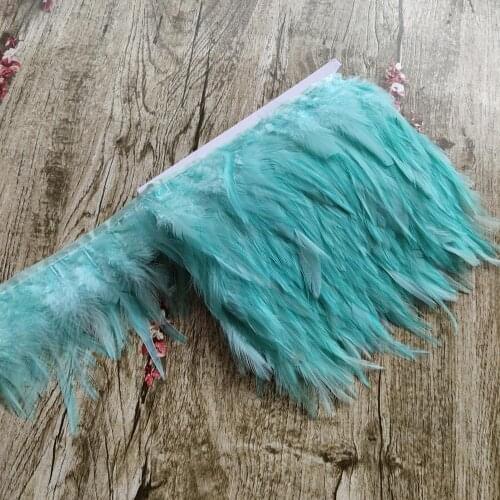 Hot Selling 1Meters Beautiful 8-12cm Mint Green Natural Feathers Ribbon For Wedding Party Dress Decoration Accessories