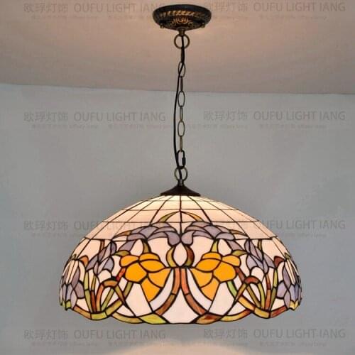 Diameter 50CM Tiffany Pastoral Mandala pendant light cafe bar bar living room dining room bedroom lamp