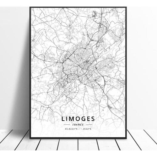 Limoges Amiens Laval Bayonne La Rochelle Troyes France Map Poster
