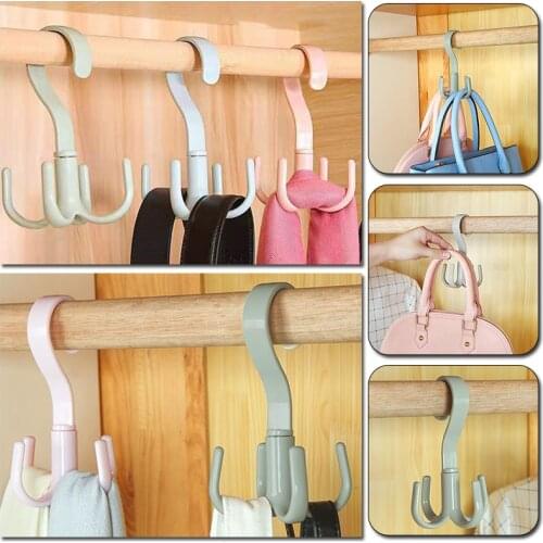 360 Degrees Rotated Hooks Plastic Handbag Storage Organizer Hook New Arrivals Clothes Ties Bag Holder Shelf Hanger Hanging Rack