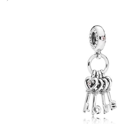 5PCS Wholesale Silver Color Decoration Heart Key Love Pendant Crystal Charm For Jewelry Making Women Bracelets & Necklaces Gift