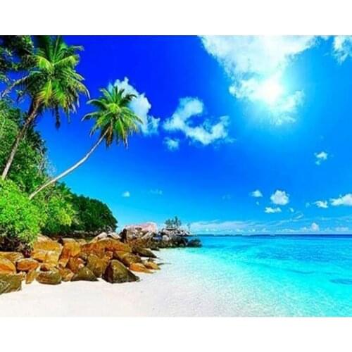 Full Square Diamond Embroidery Cross Stitch Beach Diamond Painting Landscape 5D DIY Full Drill Mosaic Rhinestone Pictures Crafts