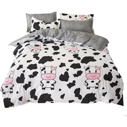 Bedclothes 2020 New Home Textiles Bedding Set Twin Size Cute Cow Bed Linen Duvet Cover Set Sheets Egyptian Cotton Dekbedovertrek