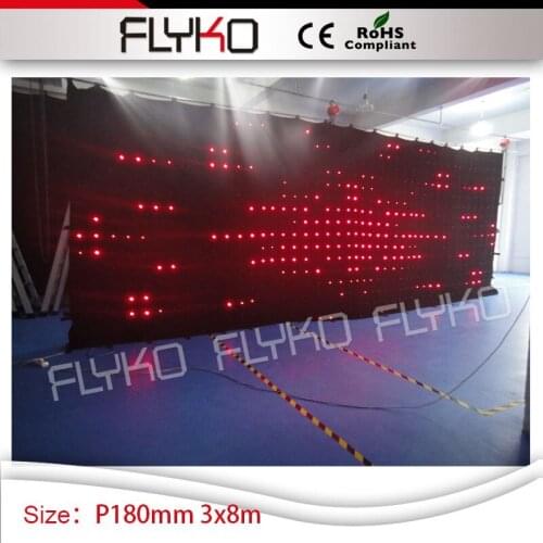 Programmable dmx function 3mx8m RGB3in1 foldable vision dj curtain P18cm led video curtain