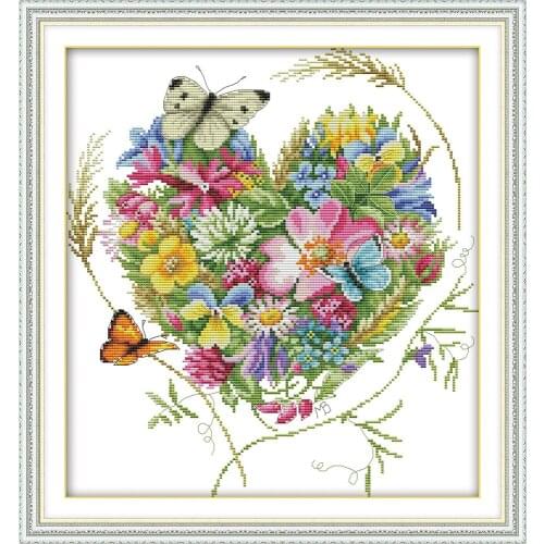 Joy Sunday Butterflies Love Flowers 13 Chinese Cross Stitch Kits Ecological Cotton Clear Printed 14 11CT DIY Wedding Decoration
