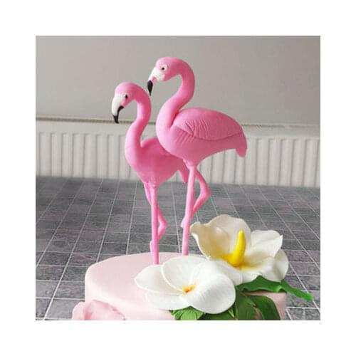 Pink Flamingo Cake Topper Tropical Party Summer Flower Girl Birthday Wedding Deco Flamingo Gifts Hawaii Hawaiian Party Decor