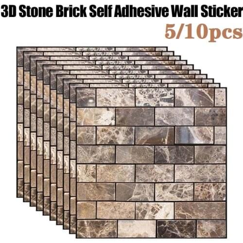 5/10pcs 12types 3D Stone Brick Self Adhesive Wall Sticker DIY Art Soft PE Foam Decal Home Decor 30 X 30cm