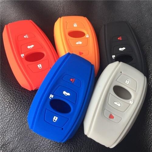 Silicone rubber car key case cover for subaru Legacy impreza forester xv trezia BRZ wrx levorg 3button key case
