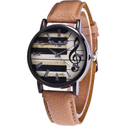 Glass Mirror Quartz Watch Round Dial Synthetic Leather Band Couple Watch LL@17
