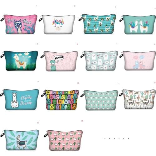 Alpaca Water Resistant Cosmetic Organizer Makeup Llama Multifunction Beauty Bag