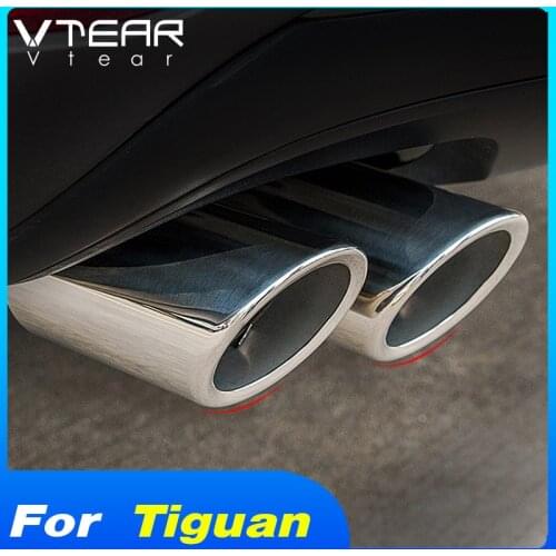 Vtear For Volkswagen VW Tiguan MK2 2020 2019 Car Exhaust Tip Muffler Pipes Cover Trim Stainless steel Exterior Refit accessories