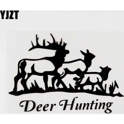YJZT 15.3CMX11CM Fashion Deer Hunting Vinyl Animal Car Sticker Decal Black/Silver 8C-0083