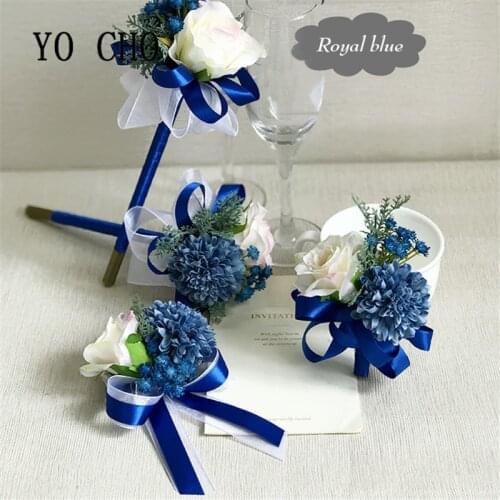 YO CHO High Quality Rose Wrist Corsage for Bridesmaid Dracaena Sanderiana Woman Brooch for Wedding Prom Party