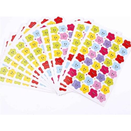 10Sheets Smile Face Stars Stickers School Children Teacher Reward Cute Sticker Label Mini Paper Children Toys Stickers