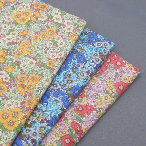 145x50cm Big Floral Printed Cotton poplin sewing Fabric making childrens Dress Clothing Cloth