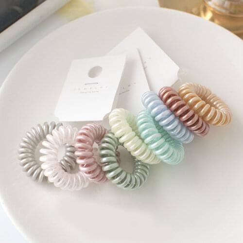 3pcs Pretty Glitter Thick Telephone Wire Elastic Hair Band Shiny Spiral Cord Stretch Rubber Band to Hold Heavy Hair in Place