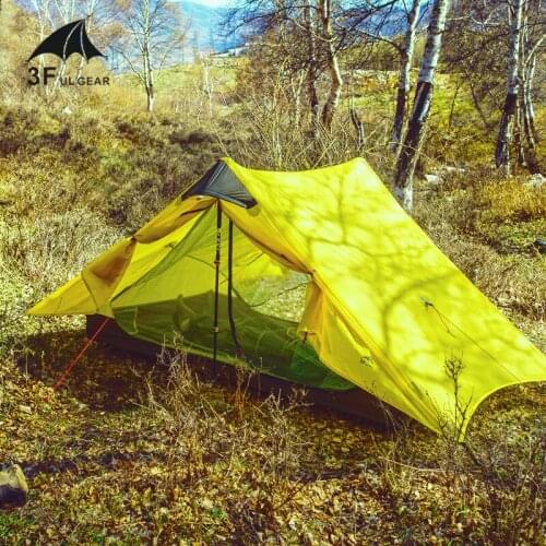 3F UL Gear Lanshan1 15D 1PSingle 3/4 Season ultra-light Large Space Tent 2-side Silicon Coating Camping No Poles No Ground Sheet