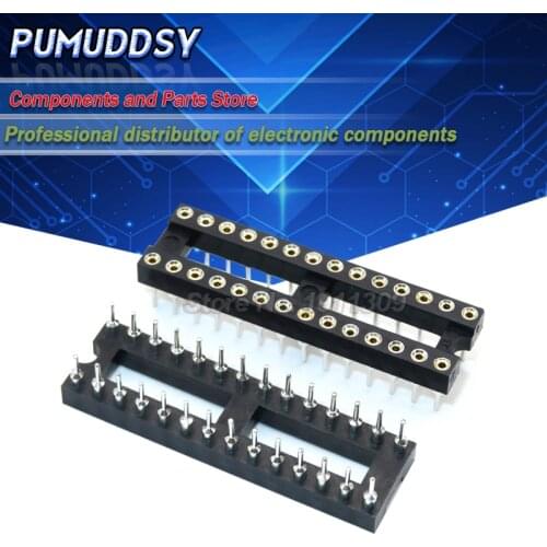 5PCS DIP28 Round Hole 28 Pins 2.54MM DIP IC Sockets Adaptor Solder Type 28 PIN 2.54 IC Connector