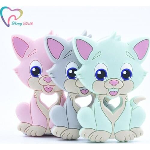 5 PCS Girly Candy Colors Baby Silicone Cat Teether Perle Silicone Beads Rodent Teethers DIY Pacifier Chain Teether Nurse Gifts