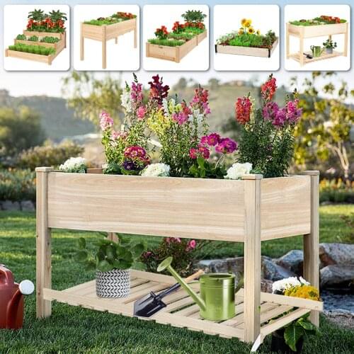 Hot 5 Types Fir Wood Garden Bed resists rotting Backyard Patio Grow Flowers Vegetable Raised Garden Planting Box