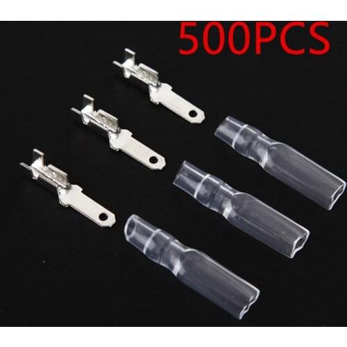 500sets 2.8 mm with transparent sheath inserted spring 2.8mm male connector terminal Faston with insulator for wire