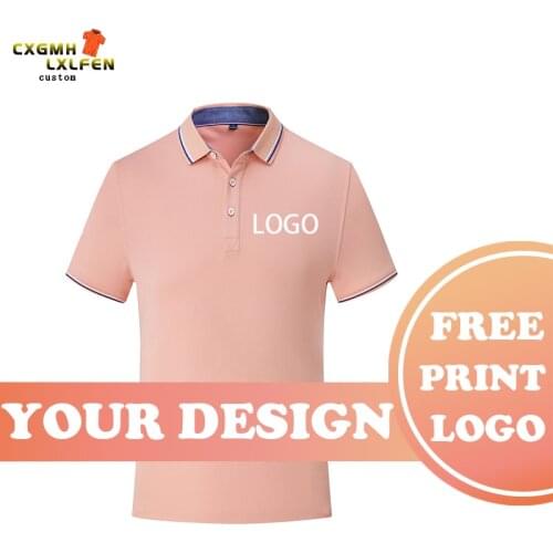 7 colors of summer casual solid color small logo lapel short-sleeve shirt POLO shirt custom LOGO printing DIY brand text