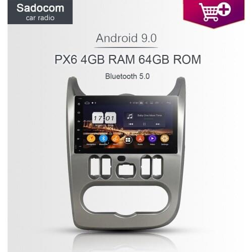 9" DSP PX6 Android 9.0 64g+4GB RAM Car DVD Player For Renault Logan Sandero Duster 2015 2016 GPS Glonass Map autoradio car radio