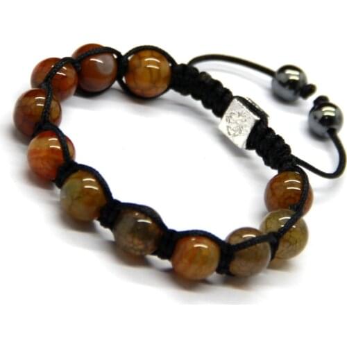 Ailatu Wholesale Free Shipping 10 Pieces/lot Natural Dragon Veins Stone Macrame Bracelets Jewelry Gift for Men