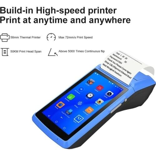 Android 6.0 NFC PDA POS Receipt Bluetooth 58mm Printer PDA Thermal 58mm Scan Barcode by Camera POS Handheld 3G PDA