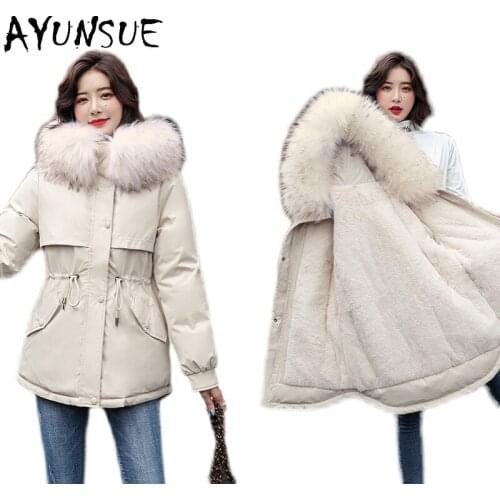AYUNSUE Winter Jacket Women Parka Hooded Coat Down Cotton Jackets for Women 2021 Female Fur Collar Clothes Casaco Feminino HLY96
