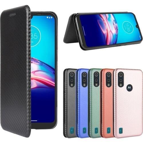 For Motorola Moto E6S 2020 Case 6.1 inch Carbon Fiber Flip Leather Case For Moto E6S 2020 XT2053-1 XT2053-2 XT2053-3 Case Cover