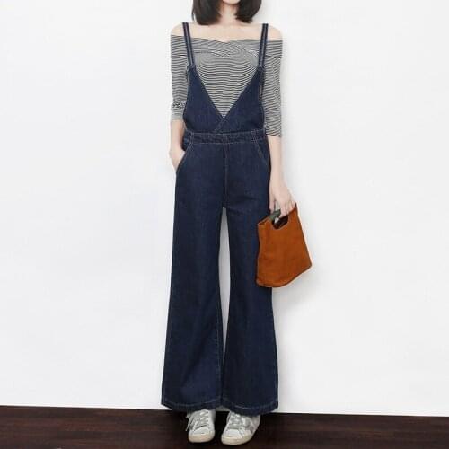 Spring Summer New Women Overalls Bib Pants Loose Jeans Female High Waist Wide Leg Casual Fashion Denim Pants Trousers Jumpsuit