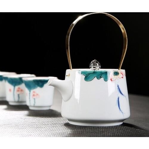 Personal Chinese Porcelain Creative Teapot White Kitchen Premium Green Tea Kettle Small Business Gift Chaleira Tea Maker Ed50cf