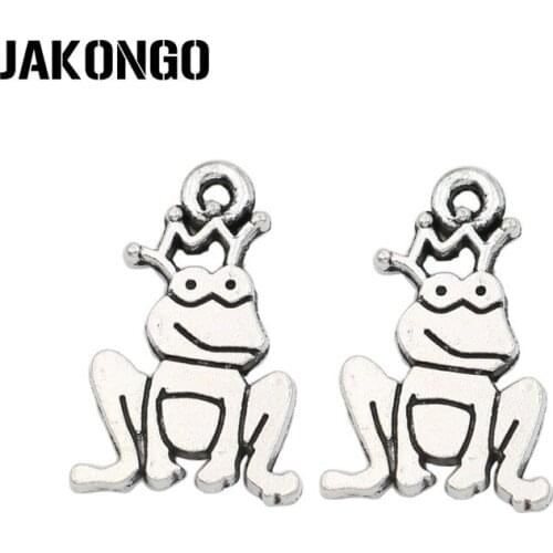 JAKONGO Antique Silver Plated Frog Pince Charm Pendant Bracelets Jewelry Findings Accessories Making Craft DIY 22x14mm