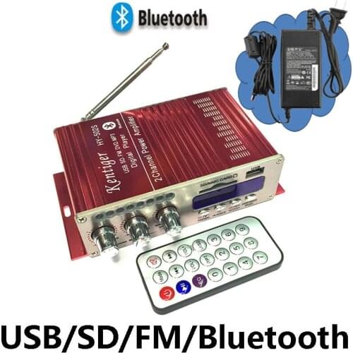KENTIGER HY-502S 40W Mini Bluetooth Amplifier Remote Control USB/SD Card Player FM Radio Power Adapter And AUX Cable Optional