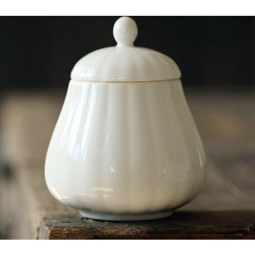 Ceramic Tea Containers Porcelain Cans Sealed Cans Tea Container Small Tea Containers Mini Small Number Pumpkin Cans Tea Jar