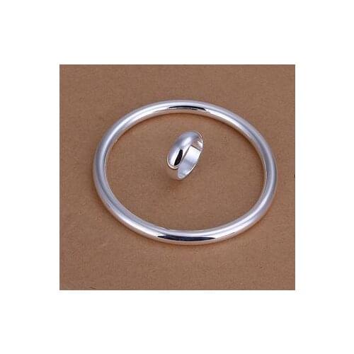 2018 Hot S925 Silver color Set, S925 Silver color Bangles & Rings Set.Wholesale Fashion Jewelry Set T65