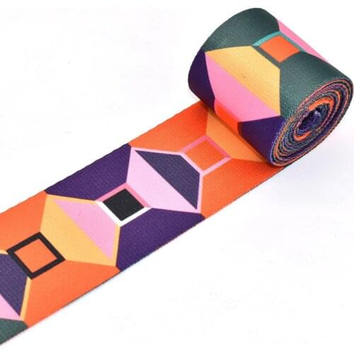 2"Geometric patterns Ribbon Colorful Knit Tape Ribbon Bag Belts Woven Ribbons Webbing Belt for Bag Craft Accessories Sewing