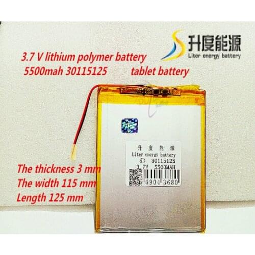 Liter energy battery 30115125 3.7V lithium polymer battery 3MM wide 115MM 125MM 5500MAH mobile power Battery Tablet PC