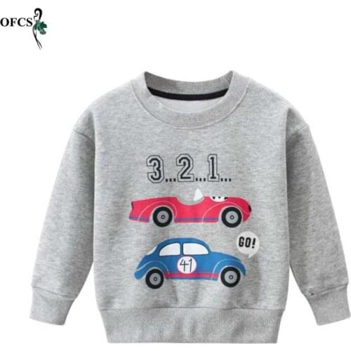 Childrens Sweatshirt Kid Boys Girls Cartoon Printing Long Sleeves Tops Spring Baby Boys Plush Pullover Cotton Sweatshirts 2-10T