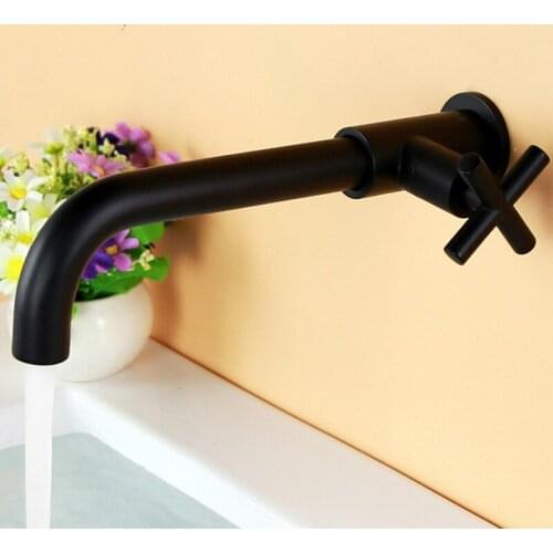 G1/2" Black/chrome Single Cold Balcony Mop Pool Copper Faucet For Bathroom In-wall Extension Mop Pool Faucet