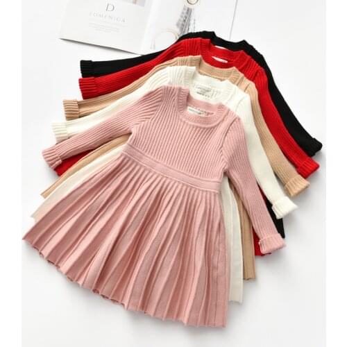 Girls Fashion Winter Dress Long Sleeve Sweater Warm Clothes Girl Toddler Children Knitted Sweaters Dresses Christmas Clothes