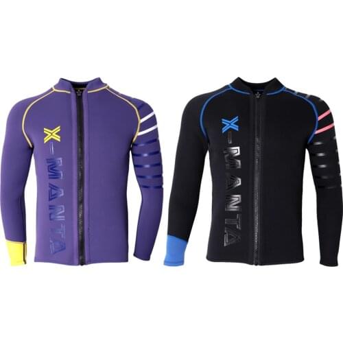 Mens 3mm Neoprene Diving Swimsuit Wetsuit Jacket for Scuba Diving Surfing Snorkeling Swimming Water Sports Purple Black