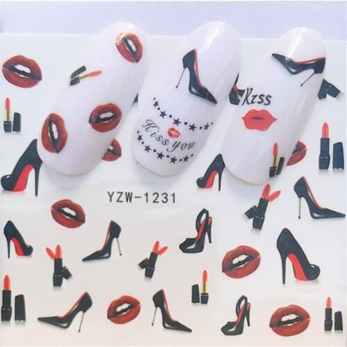 Shoes Lips Mouth Nail stickers art decorations slider adhesive Water Transfer decals manicure lacquer accessoires polish foil