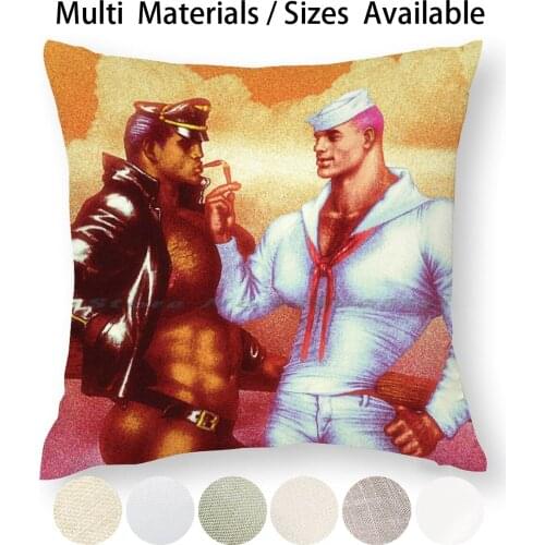 My Valentine Ii Pillow Case Throw Pillow Cover Cotton Linen Flax Tom Of Finland Vintage Retro Pride Sexy Hunk Leather Fetish