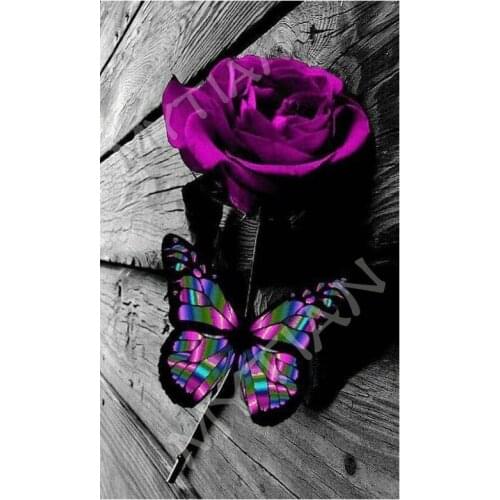New rose & butterfly home decor full drill resin Embroidery pattern diamond 5d diy painting 3d cross stitch kit mosaic sticker
