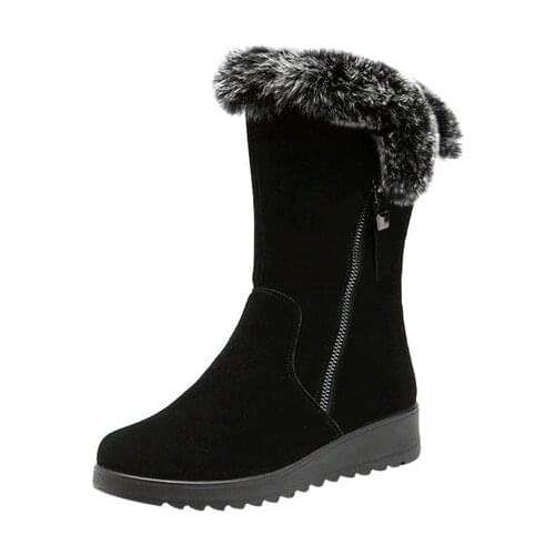 New 2019 winter middle aged womens boots thickened mid-barrel with pile warm mother cotton shoes