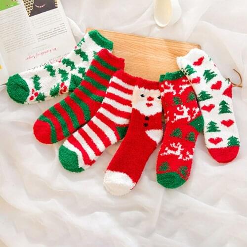New Women Sock Winter Warm Colorful kawaii Socks Soft Cotton Cute Santa Claus Deer Socks For Girl Christmas Gift socks