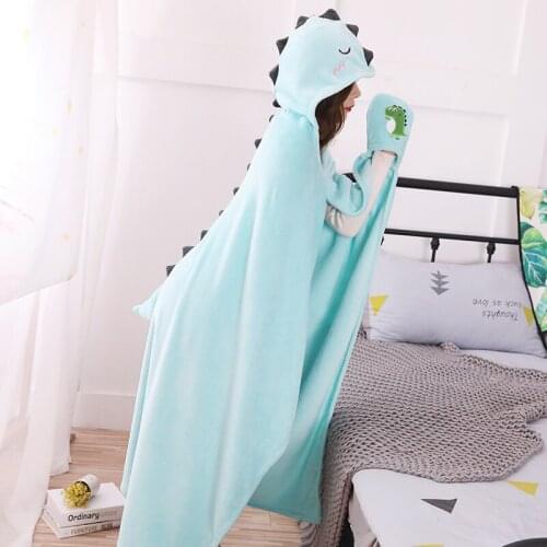 Plush blanket 1pc super cute sleep dinosaur cloak tippet shawl soft flannel office rest toy baby girl outdoor gift